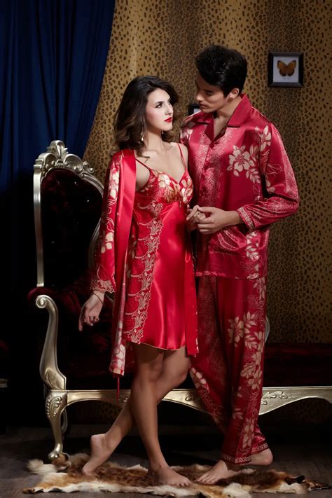 Lz Man Or Woman Lovers Sleepwear Silk Pajamas Sets Sexy Spaghetti Strap Robe Suit Evening Gown