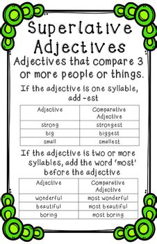 Comparative And Superlative Adjective Anchor Charts A Vrogue Co