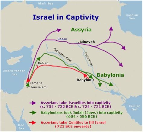 Assyrian Babylonian Captivity Exile Of Israel Judah Map Bible