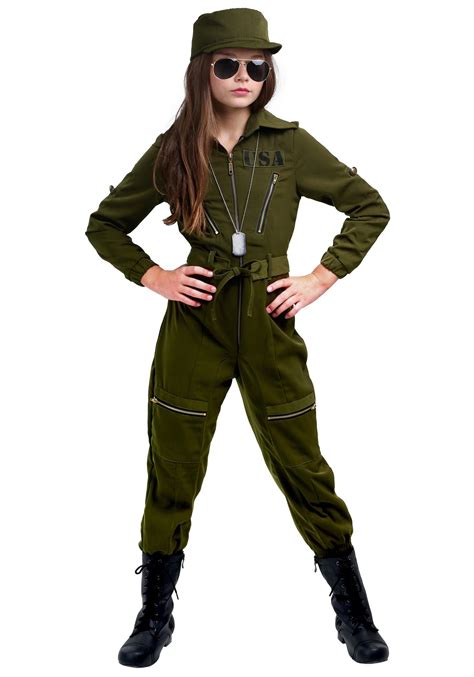 Army Flightsuit Costume For Girls Kids Army Costume Army Girl