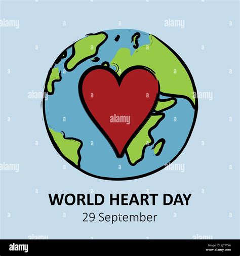 World Heart Day Heartbeat Cardiography Graphic With Earth Stock Vector