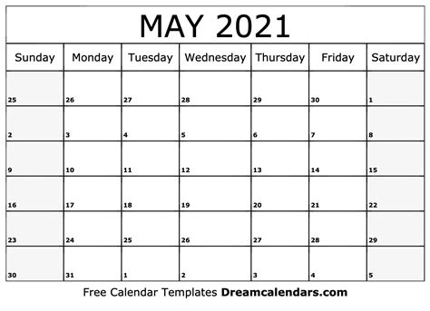 May 2021 Calendar Free Blank Printable With Holidays