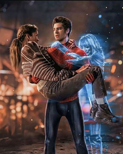 “spider Man No Way Home” 2021 Fanart Zendaya Andrew Garfield And Emma Stone As Mj Spider 3