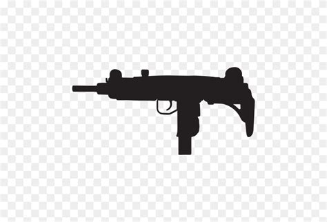 Uzi Submachine Gun Grey Silhouette Gun Png Transparent Stunning