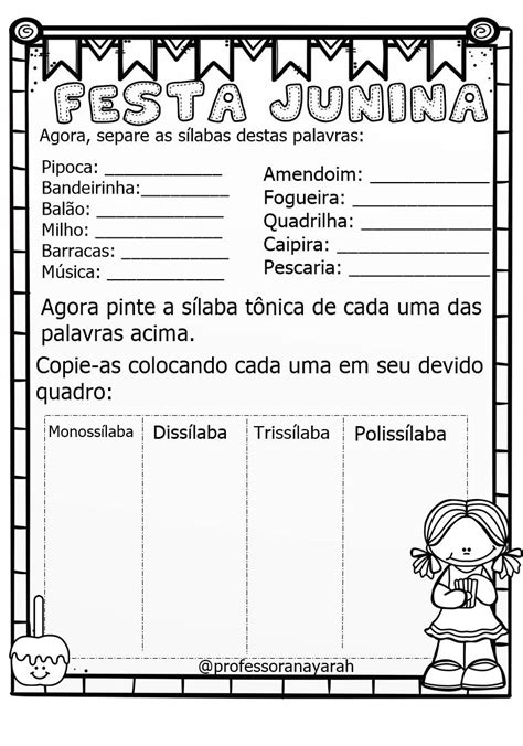 Atividade Festas Juninas 3 Ano