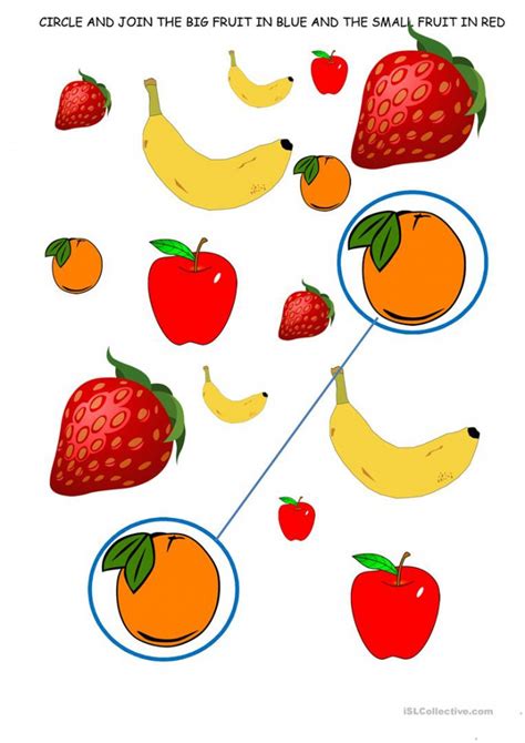 Bigger Or Smaller? Fruits And Veggies Worksheets | 99Worksheets