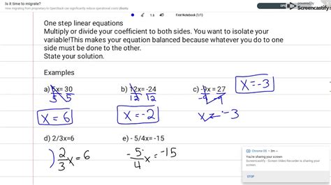 One Step Equations Multiplying And Dividing Youtube