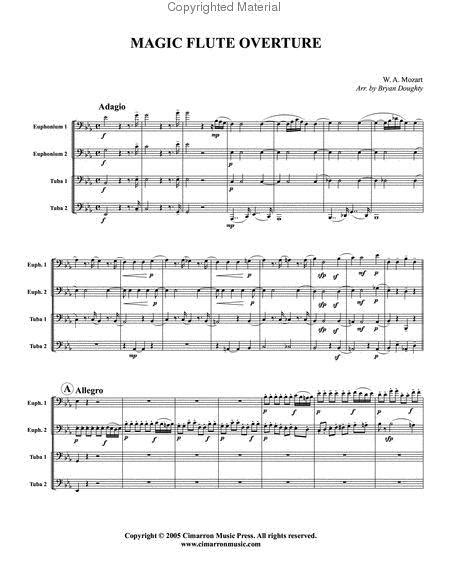 Magic Flute Overture By Wolfgang Amadeus Mozart 1756 1791 Sheet