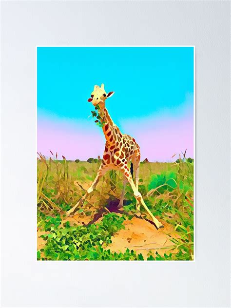 Nomming Giraffe Poster For Sale By Kittensshredd Redbubble