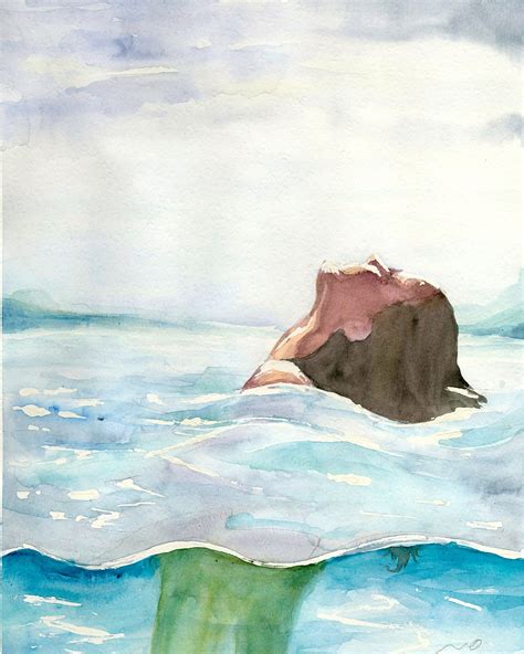 Abstract Woman In Sea Large Painting Wall Art Watercolor Etsy Uk