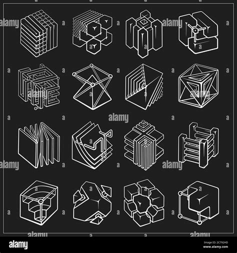 Set Of 3d Geometric Shapes Cube Designs Stock Vector Image And Art Alamy