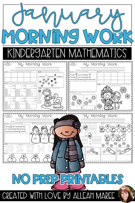 Kindergarten Morning Work Math Worksheets For January Kindergarten