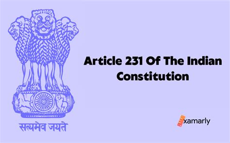 Article 231 Of The Indian Constitution Examarly