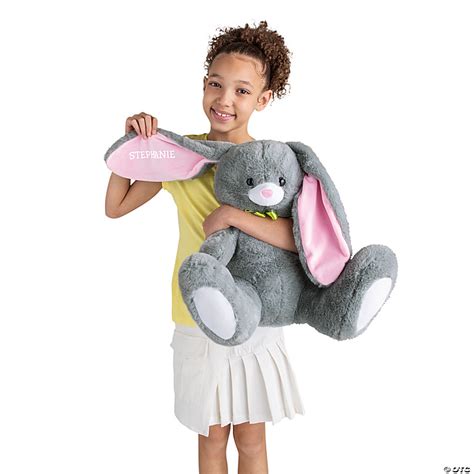 15 Personalized Gray Long Ear Stuffed Easter Bunny Oriental Trading