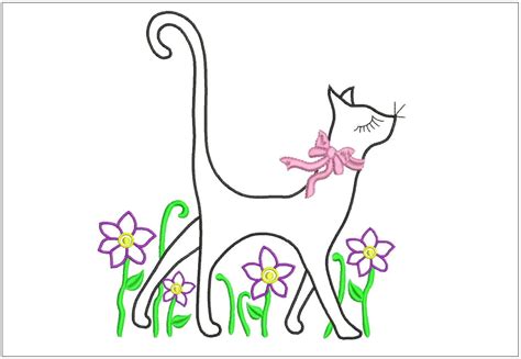 Pretty Kitty Embroidery design. Design for embroidery machine. | Etsy