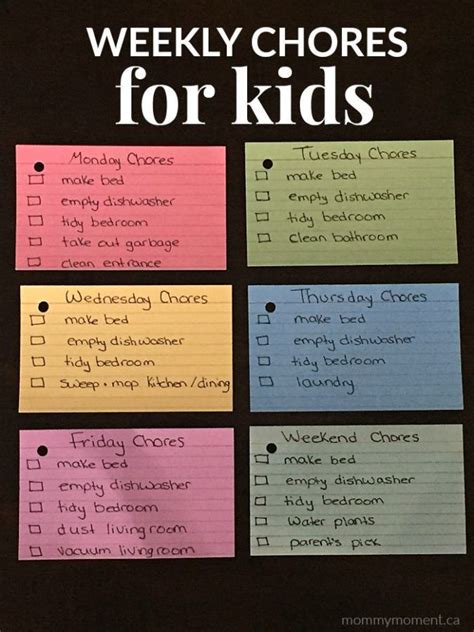 Weekly Chores For Kids Weekly Chores For Kids Chores For Kids Age