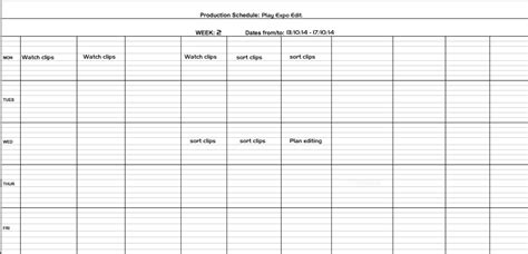 Unit 43: Production and Post-Production for TV: LO1: Gantt Chart and Production Schedule