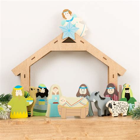 Childrens Wooden Nativity Set 12 Piece The Catholic Company