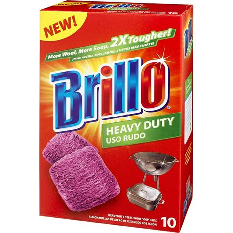 Brillo Heavy Duty Steel Wool Soap Pads Original Red Scent 10 Count