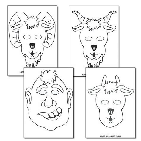 billy goat gruff role play masks colouring sheets three billy goats gruff billy goats gruff