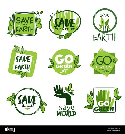 Go Green And Save Planet Earth Eco Friendly Label Stock Vector Image
