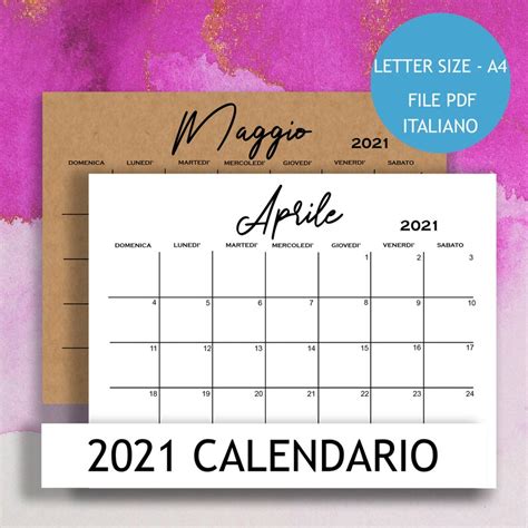 2021 Calendario Stampabile Calendario Italiano Calendario Etsy