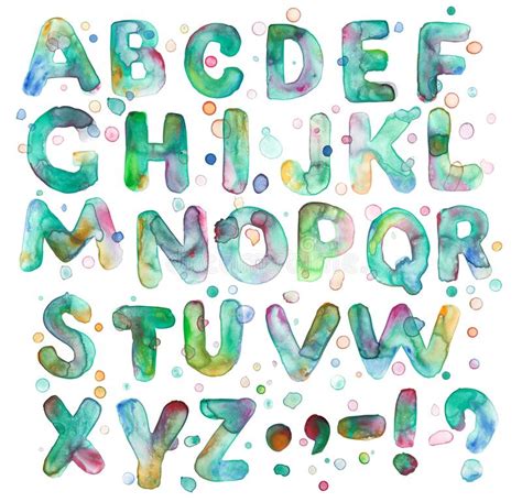 Letters Of Alphabet With Paint Splashes Stock Illustration