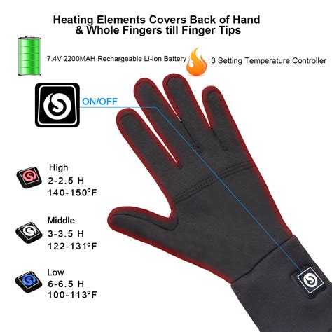 Savior Thin Hand Warmer Heated Gloves 74v Rechargeable Battery Powe