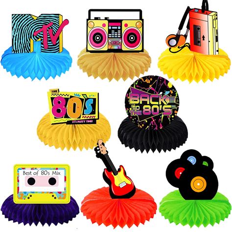 Buy 8pcs 1980s Honeycomb Centerpieces Table Toppers 80s Retro Table