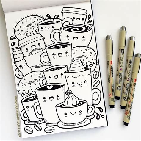 Kawaii Coffee Sketchbook Drawing For If Draw A Week By Kate Hadfield