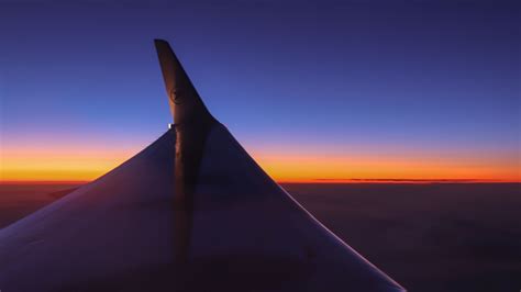 Sunset Orange Airplane Airplane Wing Sky Hd Wallpaper