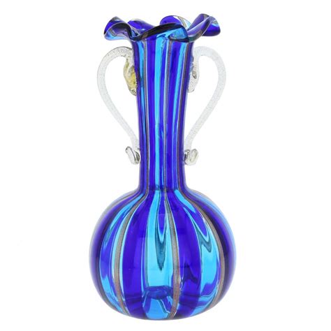 Murano Glass Vases Small Blue Vase With Handles