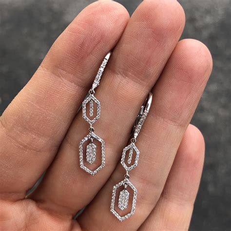 Diamond Geometric Dangle Earrings Diamond Drop Earrings Jewelry