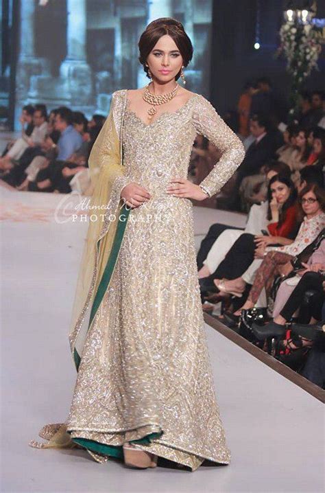 Faraz Manan Cream Bridal Lehenga Gown Bridal Couture Week Pakistani