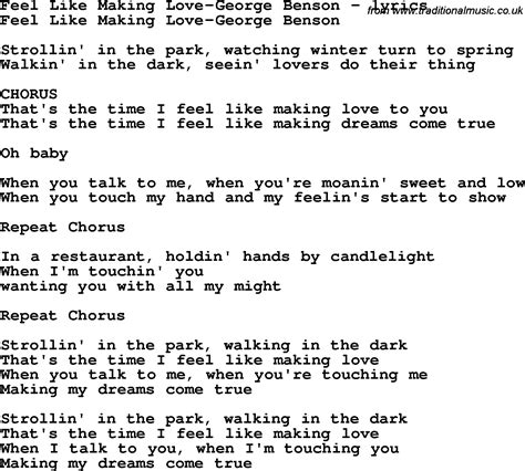 Love Song Lyrics for:Feel Like Making Love-George Benson