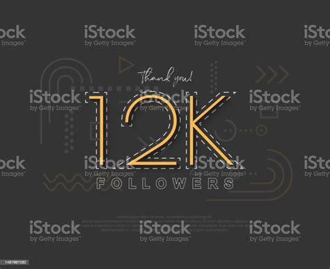 Unique Simple 12k Followers With Numbers And Thin Lines Stock