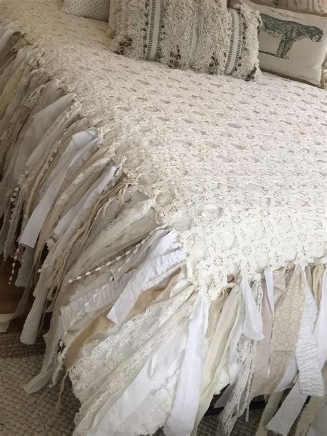 Boho Shabby Chic Bed Coverlet Bedspread Rustic Glam Bedding Throw
