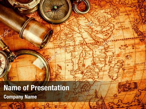 Vintage Compass Magnifying Powerpoint Template Vintage Compass