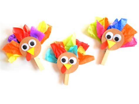 Clothespin Tissue Paper Thanksgiving Turkey Craft Its A Hero
