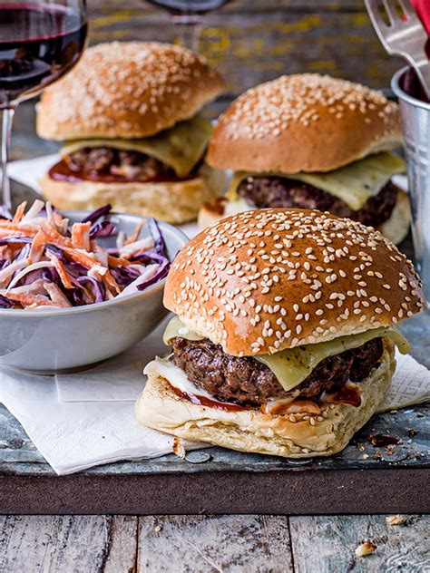 Make room in your diet for beef with these healthy ground beef recipes. Burgers and slaw recipe - olive magazine