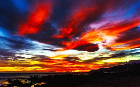 Download Wallpaper 1920x1200 Sunset Colorful Clouds Sky Mountains