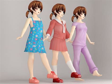 Keiko Anime Girl Pose D Model Cgtrader