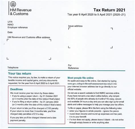 Hmrc 2021 Paper Tax Return Form