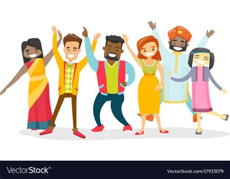 Diverse Group Of Multicultural Happy Smiling Vector Image