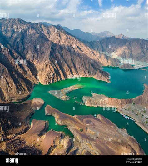 Hatta Dam Lake In Mountains Enclave Region Of Dubai United Arab