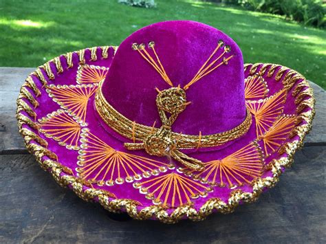 authentic sombrero salazar yepez hats made in mexico youth size small pink purple orange gold