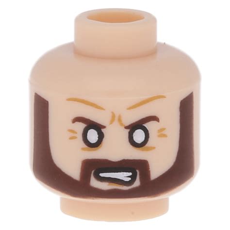 Lego Part 3626cpb0901 Light Flesh Minifig Head Beard Brown Angular