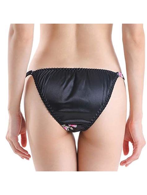 Buy Satini Women S Floral Satin Tanga Bikini Lingerie Panties Knickers