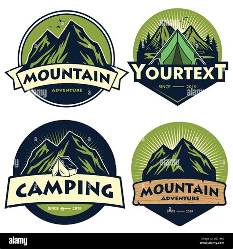 Set Of Mountain Camping Logos Templates Vector Design Elements