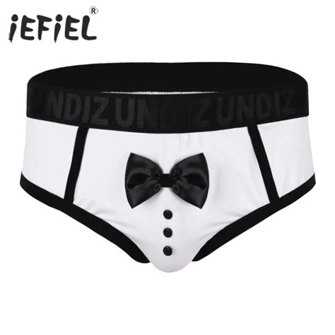 Iefiel Mens Sexy Lingerie Panties Cute Bowknot Tie Novelty Tuxedo Jockstraps Slip Hommes Briefs